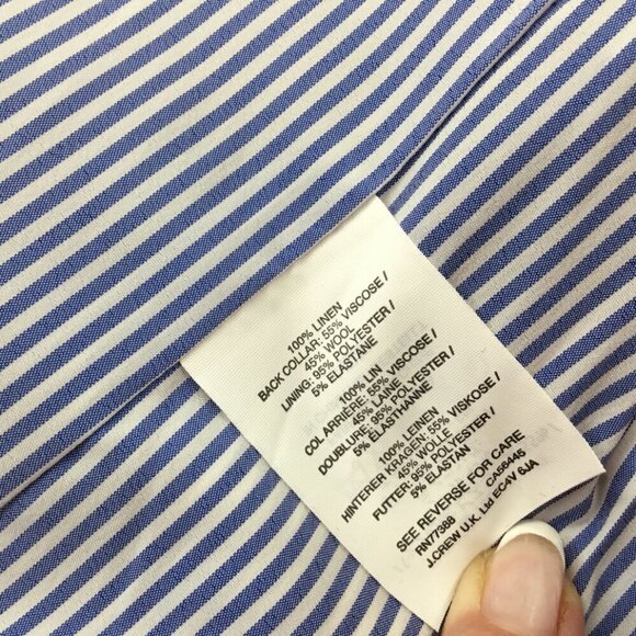 J. Crew NWT Campbell 100% Linen Blazer Jacket Blue White Gingham Size 4 - Picture 9 of 9